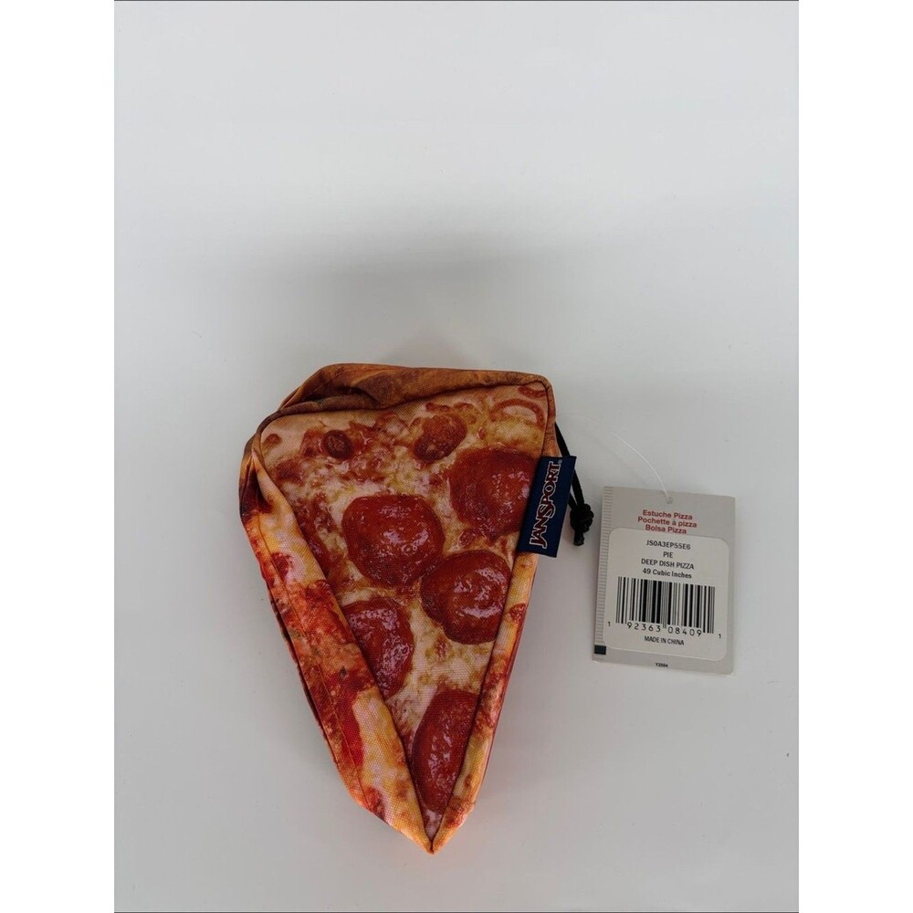 Jansport Red and Brown Pepperoni Pizza Slice Travel Pencil Pouch NWT Retired